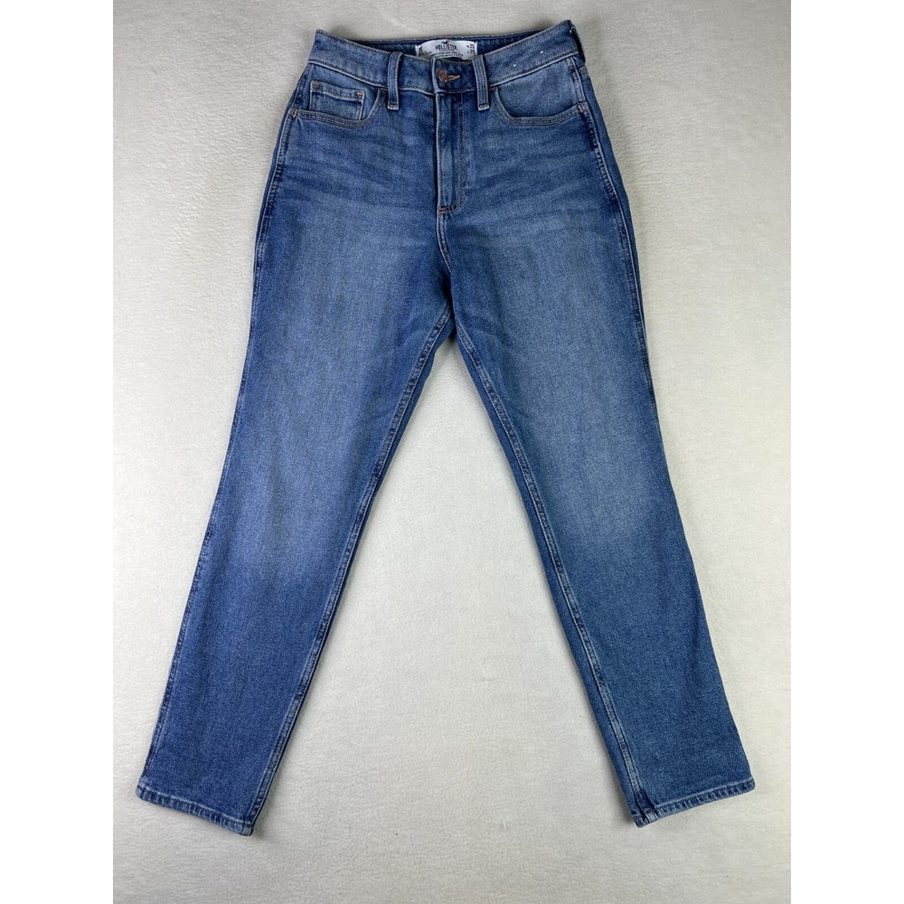 Hollister Curvy High-Rise Mom Jeans Blue Denim 25x25 Fits 26x28